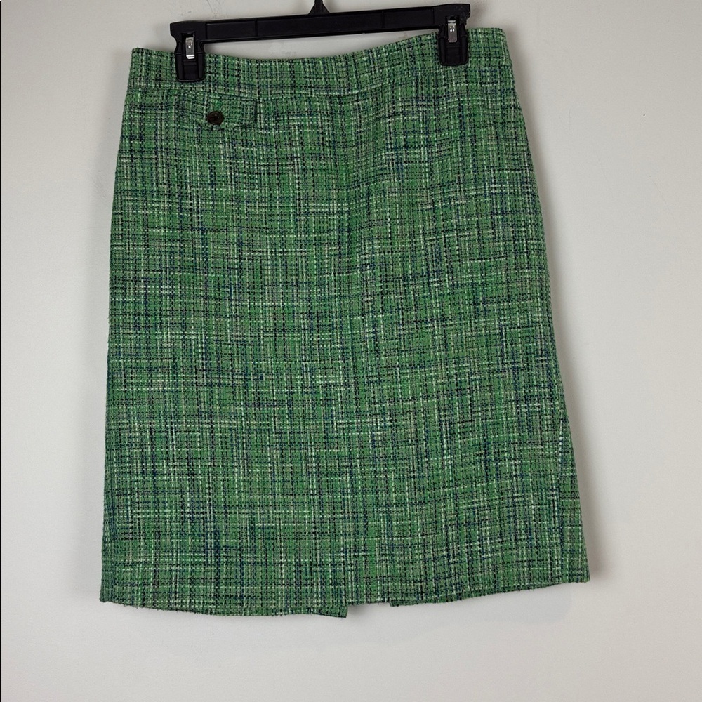 J. Crew No. 2 Green Tweed Pencil Skirt Size 6